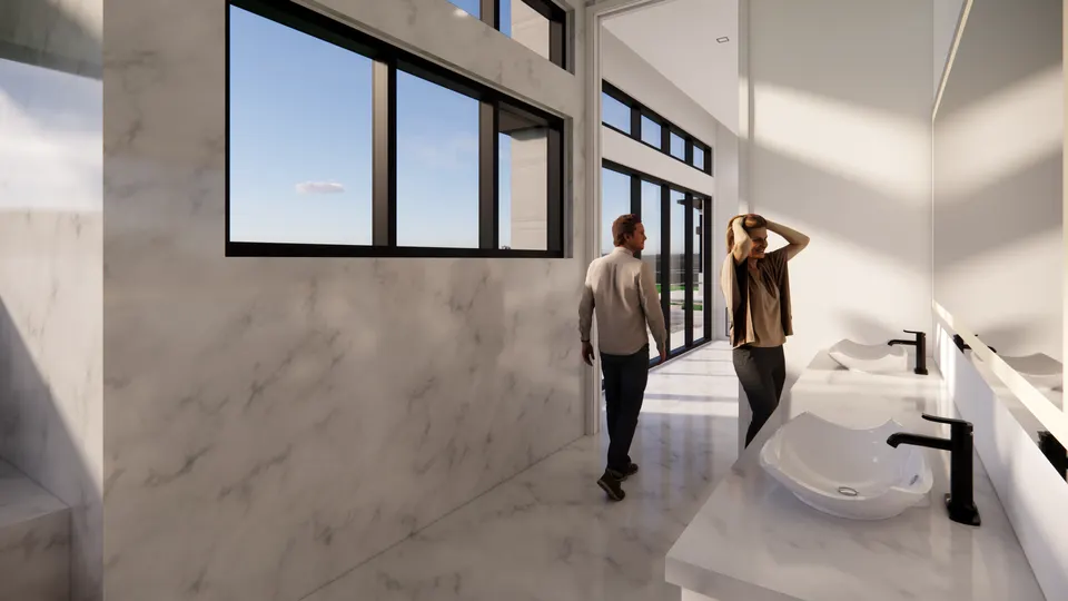 Primary bath, interior rendering