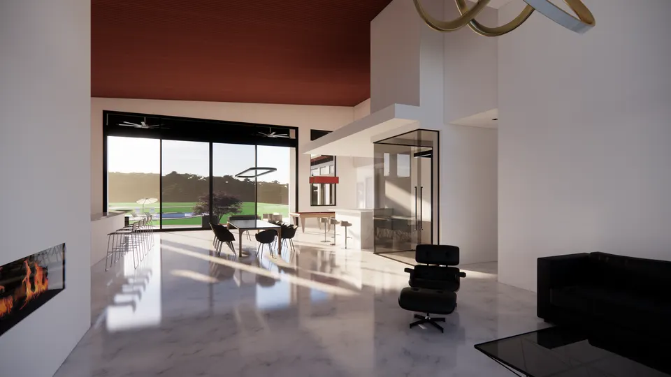 Living & dining, interior rendering