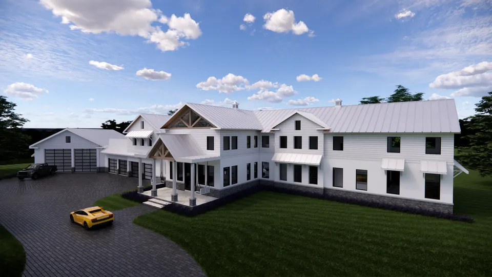 Farmhouse estate, exterior day rendering